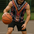 Niho Taniwha Taniko Motif Sleeveless Hoodie - Aussie Hoodie