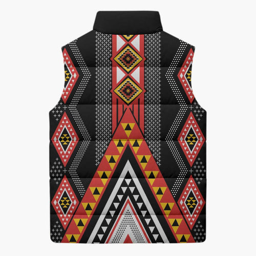 Niho Taniwha Taniko Motif Sleeveless Puffer Jacket - Aussie Hoodie