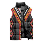Niho Taniwha Taniko Motif Sleeveless Puffer Jacket - Aussie Hoodie
