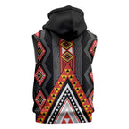 Niho Taniwha Taniko Motif Sleeveless Zip Hoodie LT9
