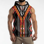 Niho Taniwha Taniko Motif Sleeveless Zip Hoodie LT9