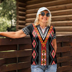 Niho Taniwha Taniko Motif Women Polo Shirt