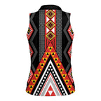 Niho Taniwha Taniko Motif Women Sleeveless Polo Shirt