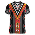 Niho Taniwha Taniko Motif Women V-Neck T-Shirt