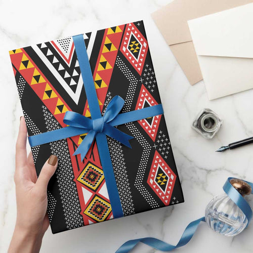 Niho Taniwha Taniko Motif Wrapping Paper - Aussie Hoodie
