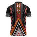 Niho Taniwha Taniko Motif Zipper Polo Shirt - Aussie Hoodie