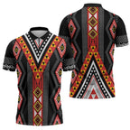 Niho Taniwha Taniko Motif Zipper Polo Shirt - Aussie Hoodie