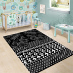 Black Taniko Kowhaiwhai Tukutuku Motif Area Rug