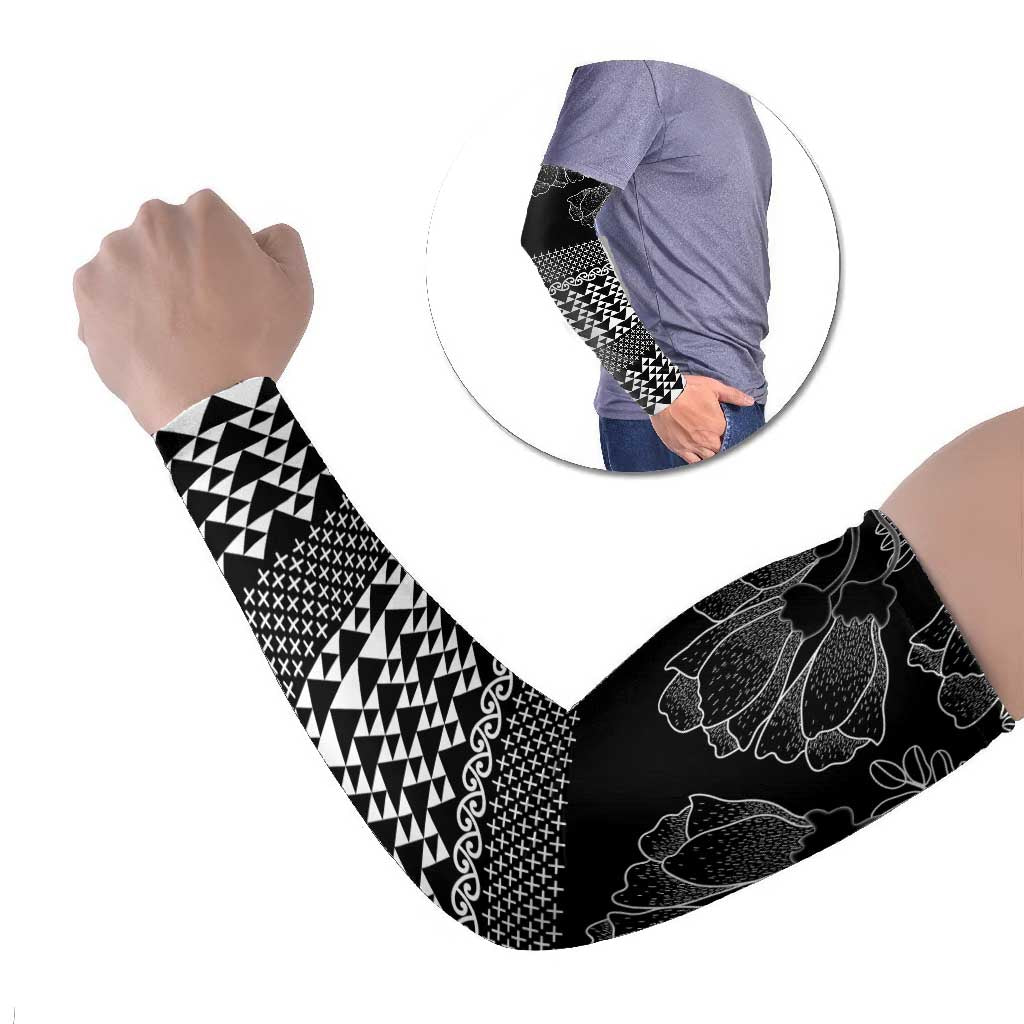 Black Taniko Kowhaiwhai Tukutuku Motif Arm Sleeves - Aussie Hoodie