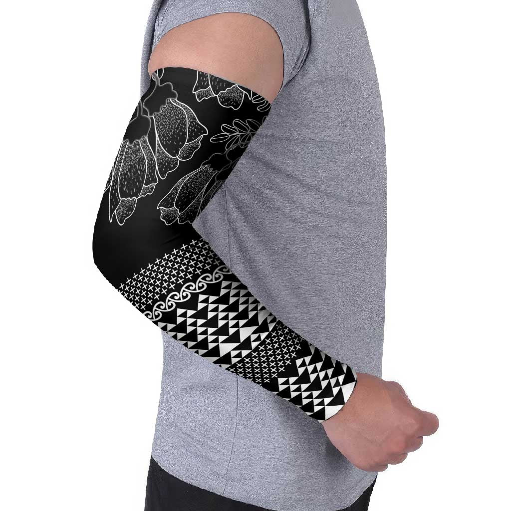 Black Taniko Kowhaiwhai Tukutuku Motif Arm Sleeves - Aussie Hoodie