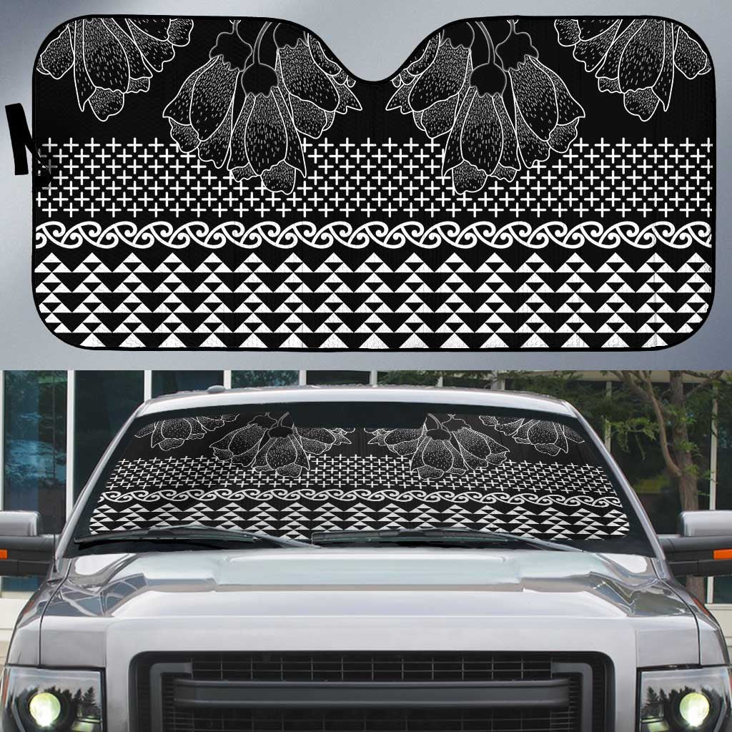 Black Taniko Kowhaiwhai Tukutuku Motif Auto Sun Shade - Aussie Hoodie