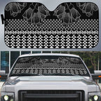 Black Taniko Kowhaiwhai Tukutuku Motif Auto Sun Shade - Aussie Hoodie