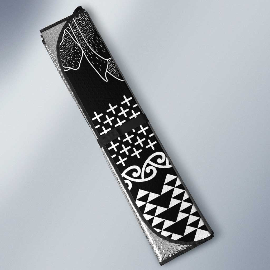 Black Taniko Kowhaiwhai Tukutuku Motif Auto Sun Shade - Aussie Hoodie