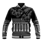 Black Taniko Kowhaiwhai Tukutuku Motif Baseball Jacket