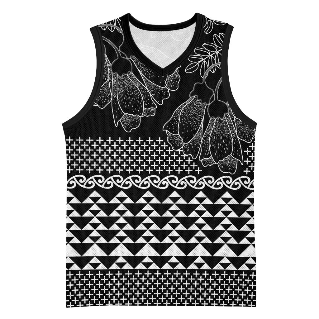 Black Taniko Kowhaiwhai Tukutuku Motif Basketball Jersey - Aussie Hoodie