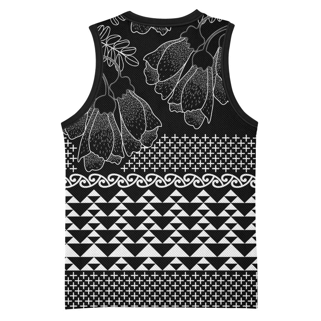 Black Taniko Kowhaiwhai Tukutuku Motif Basketball Jersey - Aussie Hoodie