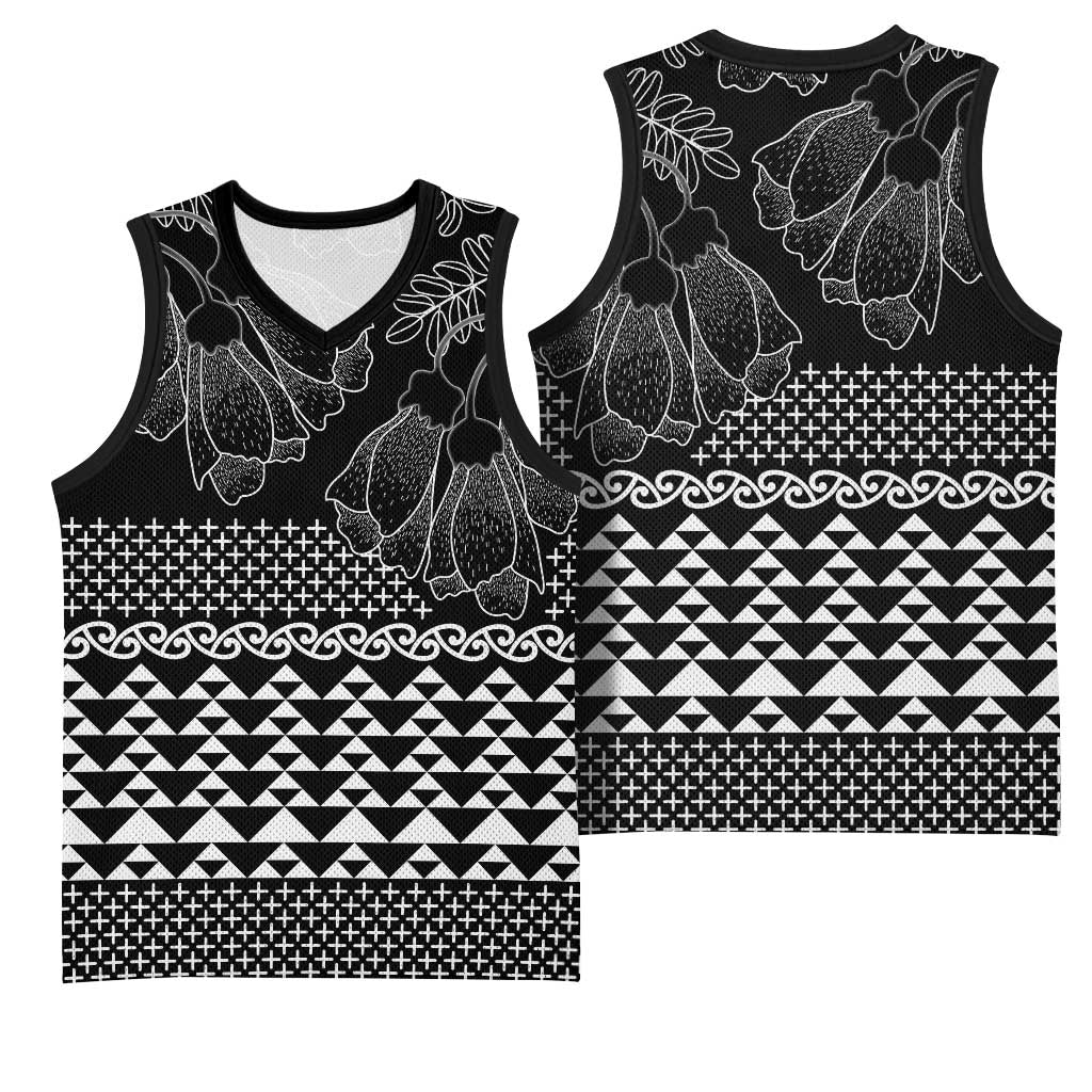 Black Taniko Kowhaiwhai Tukutuku Motif Basketball Jersey - Aussie Hoodie