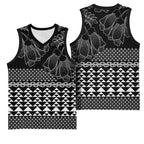 Black Taniko Kowhaiwhai Tukutuku Motif Basketball Jersey - Aussie Hoodie