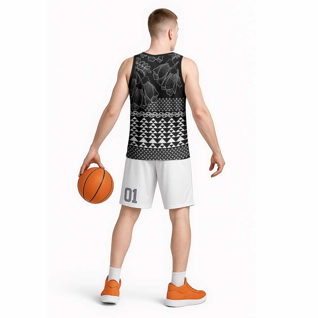 Black Taniko Kowhaiwhai Tukutuku Motif Basketball Jersey - Aussie Hoodie