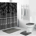 Black Taniko Kowhaiwhai Tukutuku Motif Bathroom Set - Aussie Hoodie