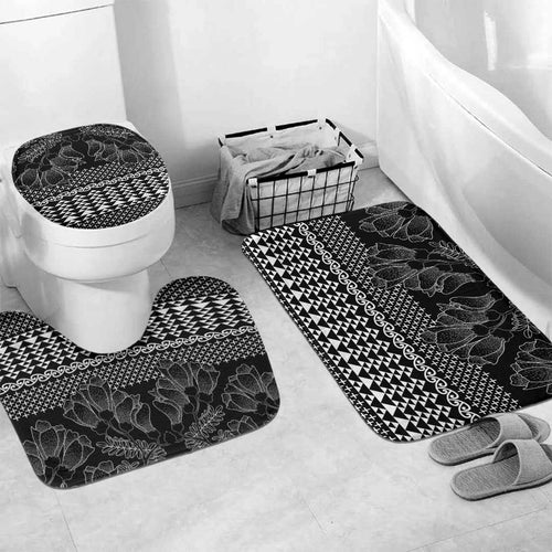 Black Taniko Kowhaiwhai Tukutuku Motif Bathroom Set - Aussie Hoodie
