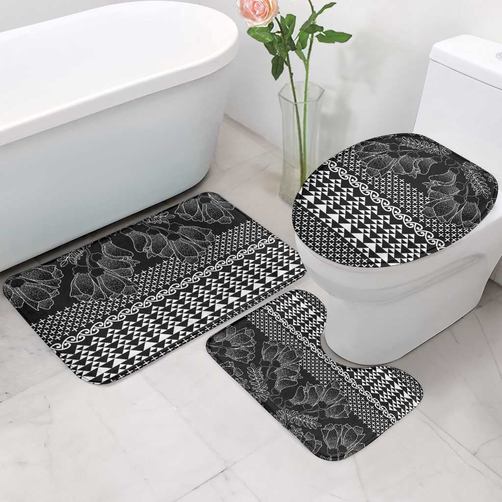 Black Taniko Kowhaiwhai Tukutuku Motif Bathroom Set - Aussie Hoodie
