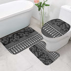 Black Taniko Kowhaiwhai Tukutuku Motif Bathroom Set - Aussie Hoodie