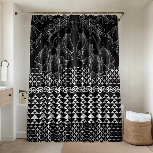 Black Taniko Kowhaiwhai Tukutuku Motif Bathroom Set - Aussie Hoodie