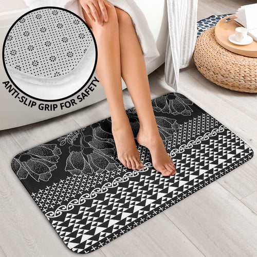 Black Taniko Kowhaiwhai Tukutuku Motif Bathroom Set - Aussie Hoodie