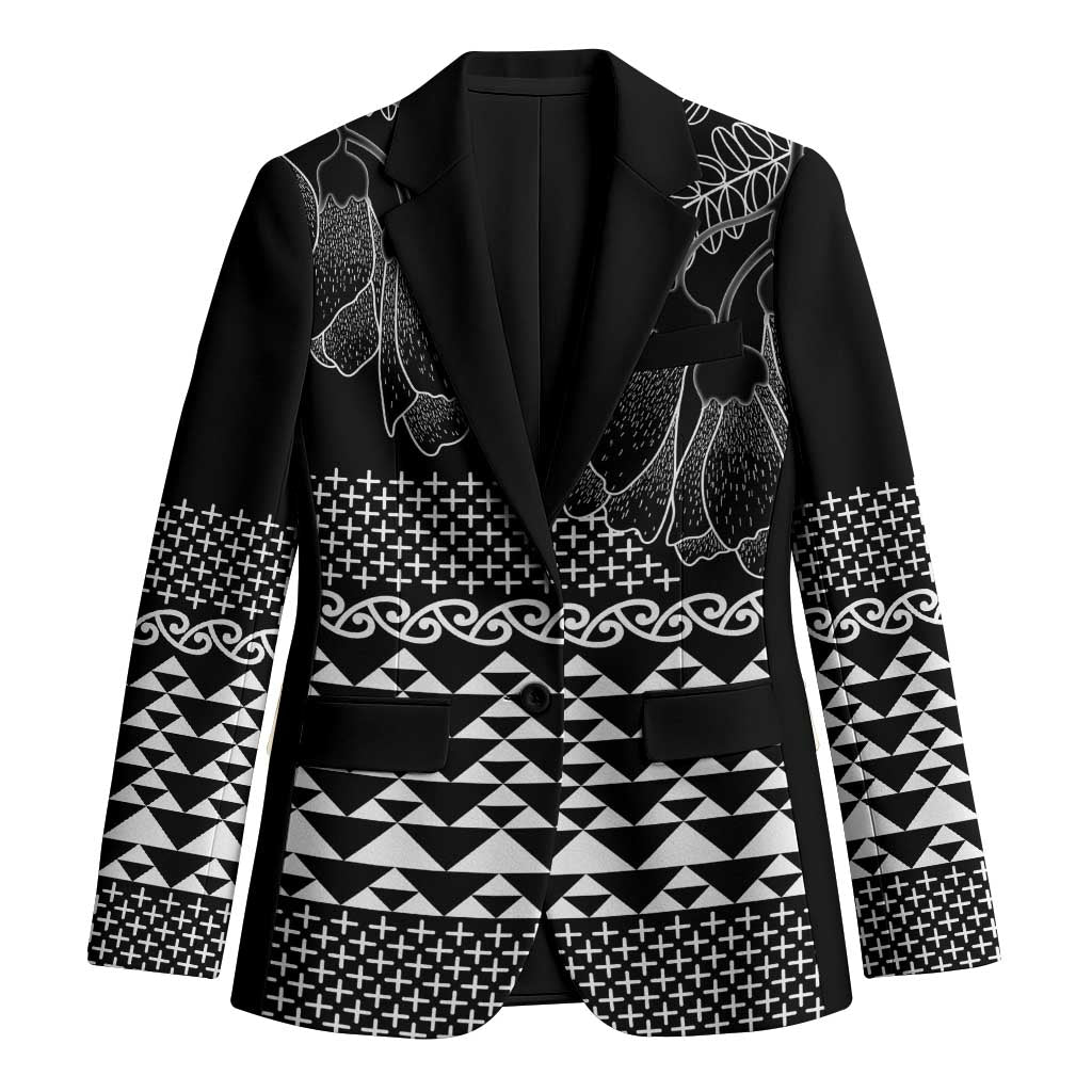 Black Taniko Kowhaiwhai Tukutuku Motif Blazer - Aussie Hoodie