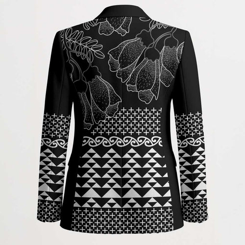 Black Taniko Kowhaiwhai Tukutuku Motif Blazer - Aussie Hoodie