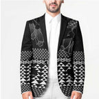 Black Taniko Kowhaiwhai Tukutuku Motif Blazer - Aussie Hoodie
