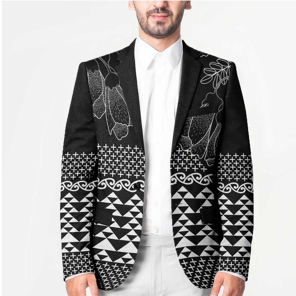 Black Taniko Kowhaiwhai Tukutuku Motif Blazer - Aussie Hoodie