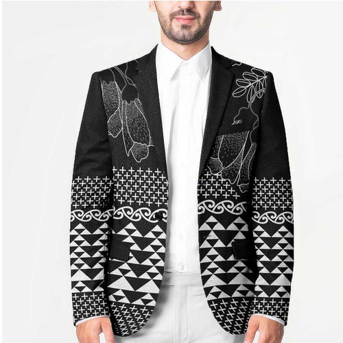 Black Taniko Kowhaiwhai Tukutuku Motif Blazer - Aussie Hoodie