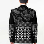 Black Taniko Kowhaiwhai Tukutuku Motif Blazer - Aussie Hoodie