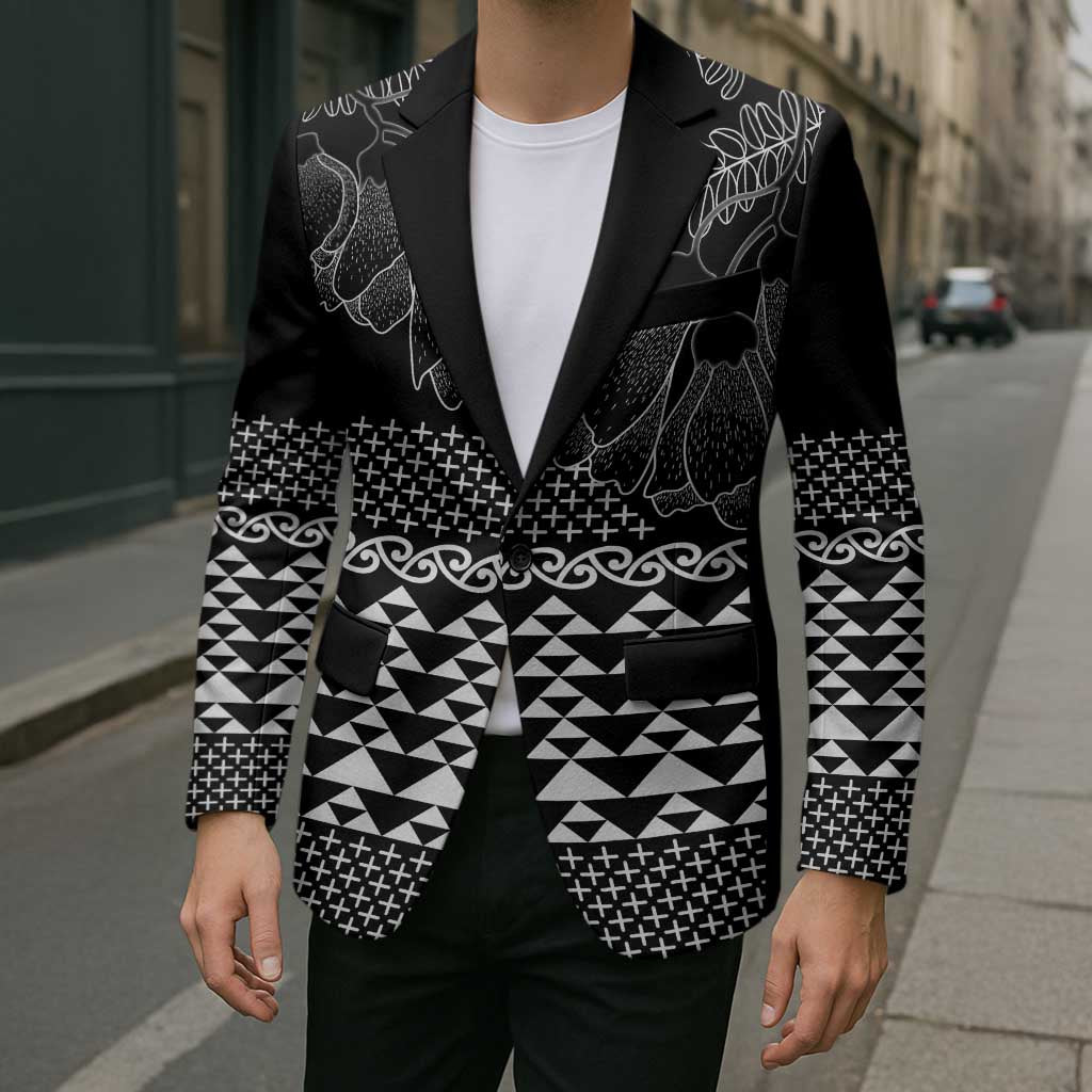 Black Taniko Kowhaiwhai Tukutuku Motif Blazer - Aussie Hoodie