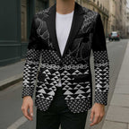 Black Taniko Kowhaiwhai Tukutuku Motif Blazer - Aussie Hoodie