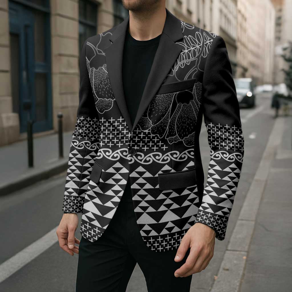 Black Taniko Kowhaiwhai Tukutuku Motif Blazer - Aussie Hoodie