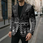 Black Taniko Kowhaiwhai Tukutuku Motif Blazer - Aussie Hoodie
