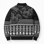 Black Taniko Kowhaiwhai Tukutuku Motif Bomber Puffer Jacket - Aussie Hoodie