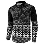 Black Taniko Kowhaiwhai Tukutuku Motif Button Sweatshirt