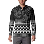 Black Taniko Kowhaiwhai Tukutuku Motif Button Sweatshirt