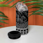 Black Taniko Kowhaiwhai Tukutuku Motif 4 in 1 Can Cooler Tumbler