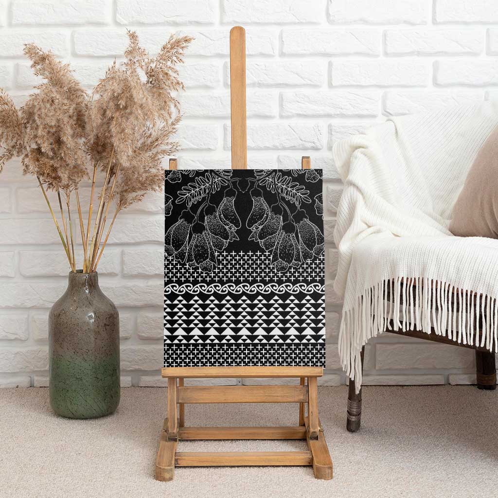 Black Taniko Kowhaiwhai Tukutuku Motif Canvas Wall Art