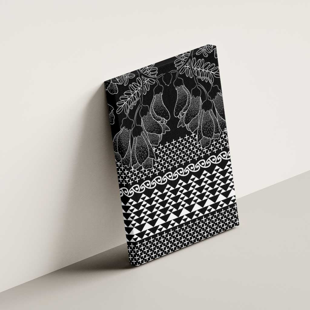 Black Taniko Kowhaiwhai Tukutuku Motif Canvas Wall Art