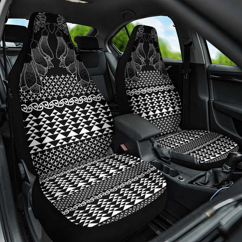 Black Taniko Kowhaiwhai Tukutuku Motif Car Seat Cover