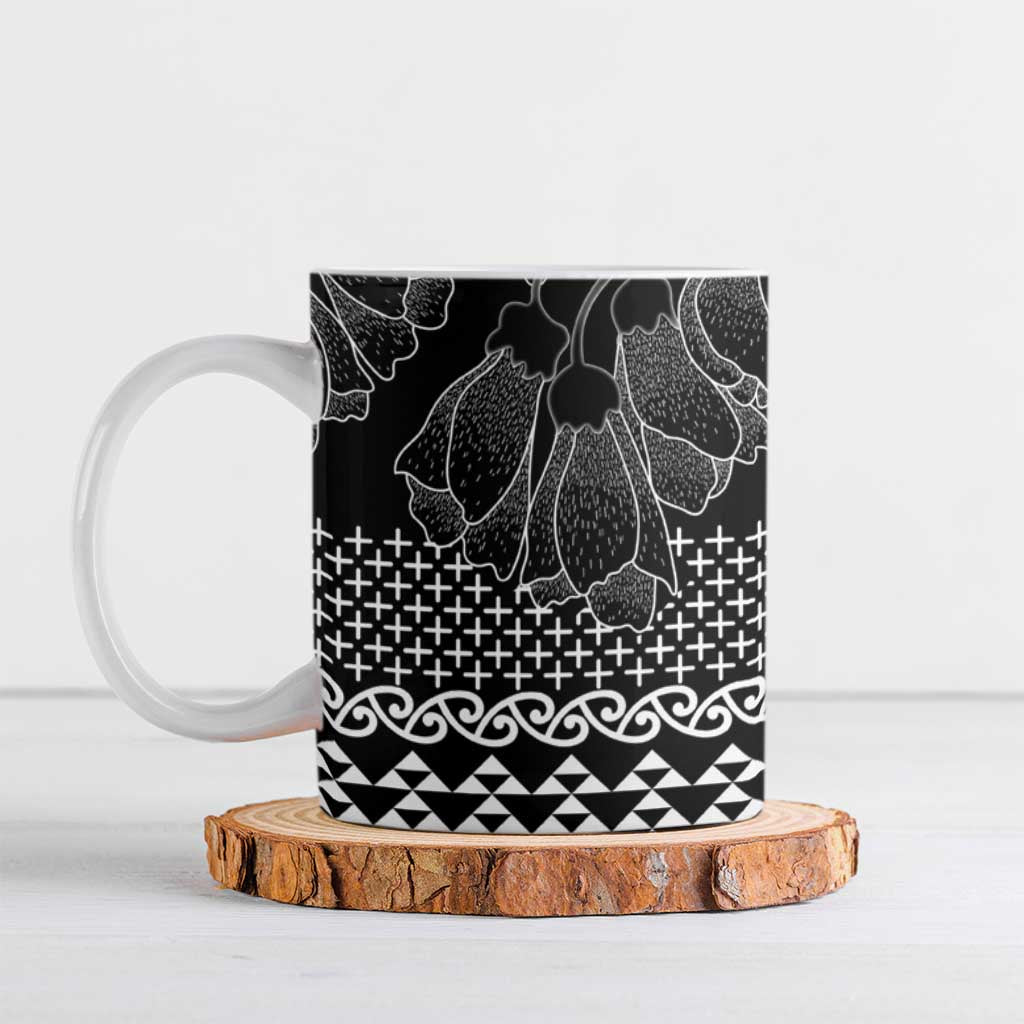 Black Taniko Kowhaiwhai Tukutuku Motif Ceramic Mug - Aussie Hoodie