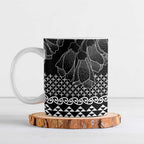 Black Taniko Kowhaiwhai Tukutuku Motif Ceramic Mug - Aussie Hoodie