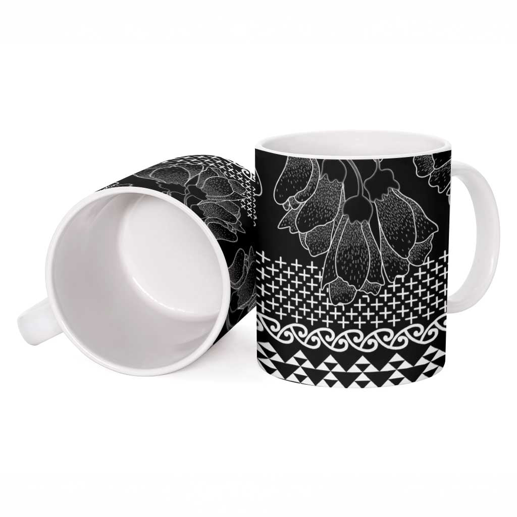 Black Taniko Kowhaiwhai Tukutuku Motif Ceramic Mug - Aussie Hoodie