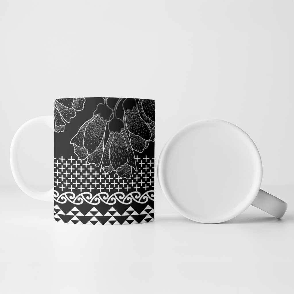 Black Taniko Kowhaiwhai Tukutuku Motif Ceramic Mug - Aussie Hoodie